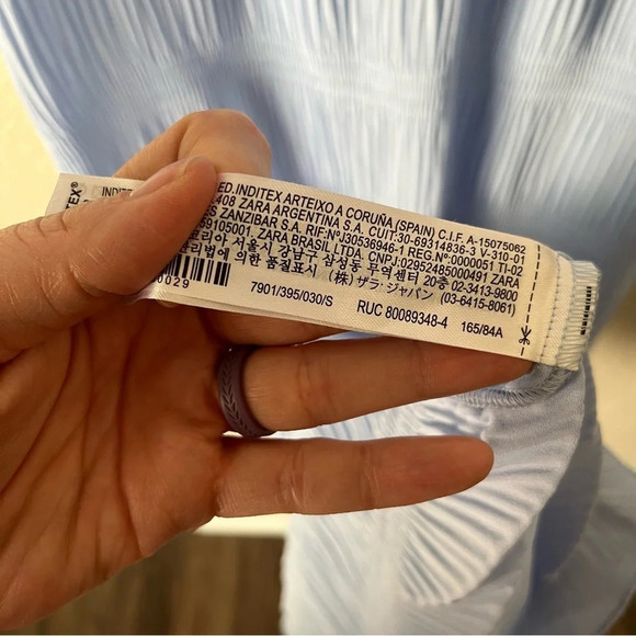 ZARA Grecian Crinkle Dress in Light Blue with Crochet Black S Blogger Fave - Picture 9 of 12